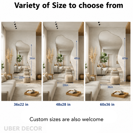 Orva Irregular Full Length Frameless Mirror - Uber Decor