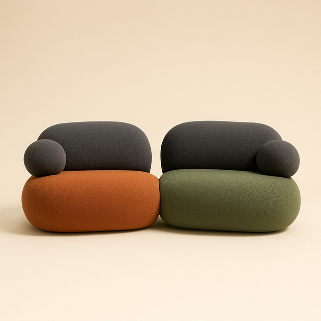 Pebble Cobblestone Curved Fabric Sofa – Artistic Rock-Inspired Modular Design Sofa Set for Living Room - Uber Decor