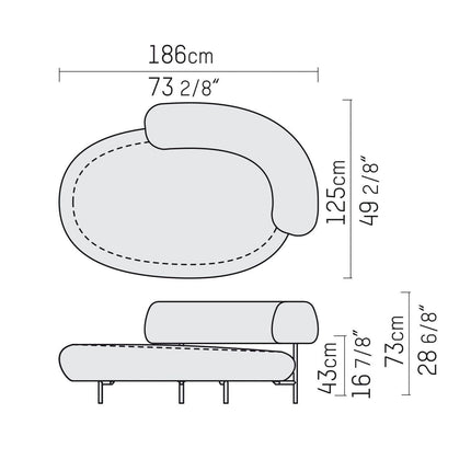 Solea Curve – Modern Chaise Lounge with Armrest for Living Room & Lounge Spaces - Uber Decor