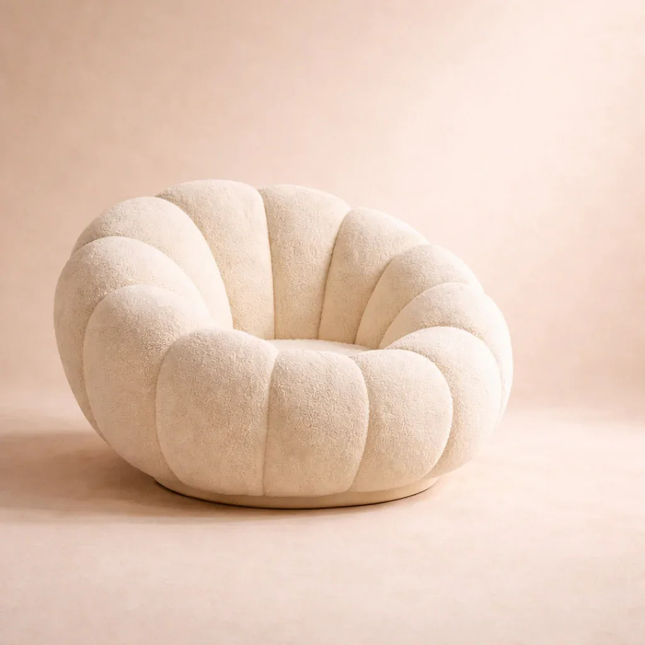 Pumpkin Sofa Accent Chair - Luxury Boucle Cloud Couch for Living Room - Uber Decor