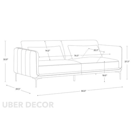 Amelise 84" Sofa- Contemporary Upholstered Extra Wide Couch for Office, Living room