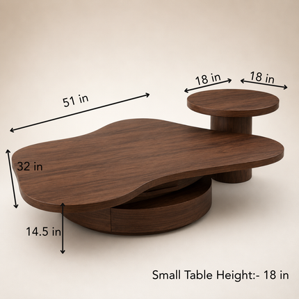 Rio Bianco Cloud Coffee Table – In Stock Dark Walnut Brown Sculptural Center Table