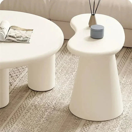 Tisza Cream Cloud Coffee Table Set Round MDF Tops Soft Edges Nesting Design Minimalist Accent for Small Apartments and Modern Living Rooms - Uber Decor