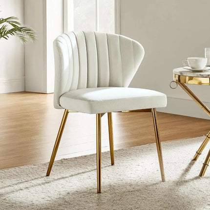 Soraya Modern Elegant Tufted Armless Accent Chair- Dining or Vanity Chair with Back Metal Legs - Uber Decor