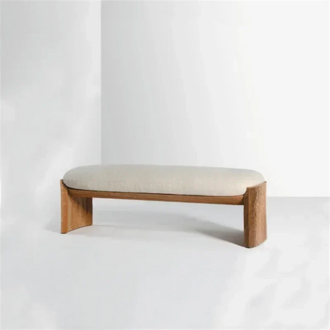 Sova Arc – Nordic Minimalist Solid Wood Bench with Comfort Cushion for Bedroom, Living Room, or Entryway - Uber Decor