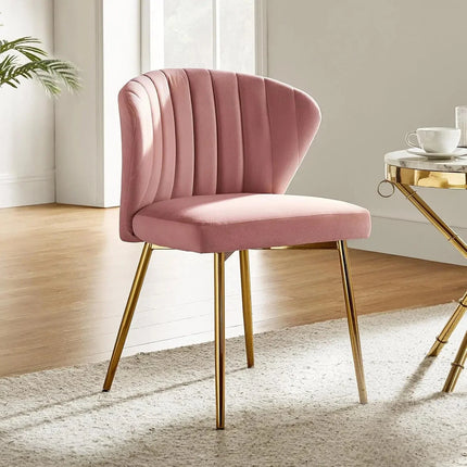 Soraya Modern Elegant Tufted Armless Accent Chair- Dining or Vanity Chair with Back Metal Legs - Uber Decor