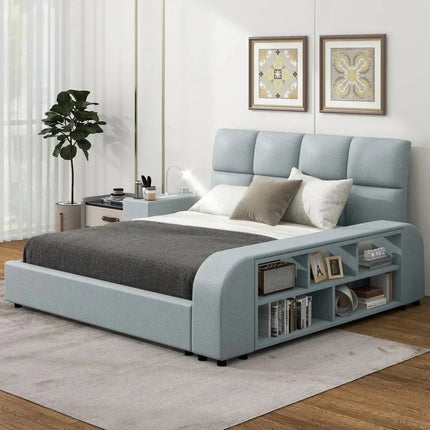 Slumber Edge Contemporary Curved Platform Bed with Storage – Modern Bedroom Essential - Uber Decor