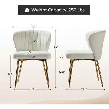 Soraya Modern Elegant Tufted Armless Accent Chair- Dining or Vanity Chair with Back Metal Legs - Uber Decor