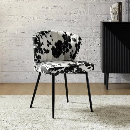 Soraya Modern Elegant Tufted Armless Accent Chair- Dining or Vanity Chair with Back Metal Legs - Uber Decor