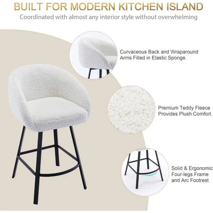 Talise 360 Revolving Swivel Bar Stool- Modern Counter Height Tall Bar Chair for Kitchen Counter or Cafe - Uber Decor