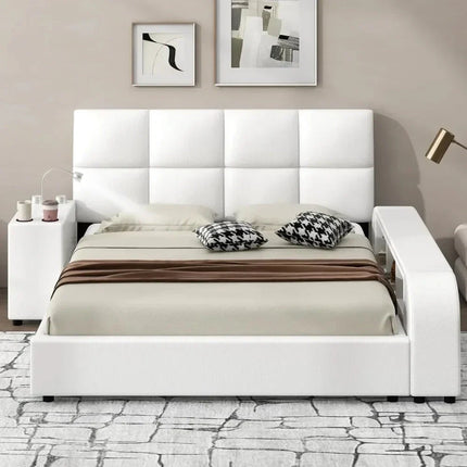 Slumber Edge Contemporary Curved Platform Bed with Storage – Modern Bedroom Essential - Uber Decor