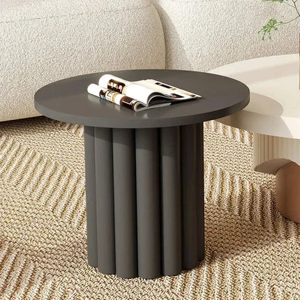 Seine Blanc Nordic Minimalist Round Side Table White MDF Top Natural Wood Legs Matte Finish for Living Room and Bedroom - Uber Decor