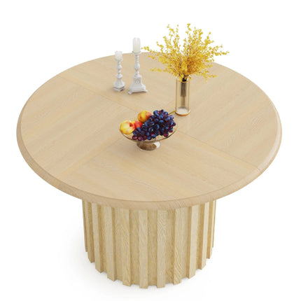 Bellewood French Round Dining Set – Custom Solid Wood with Upholstered Chairs, 4 Seater for Formal Dining Room - Uber Decor