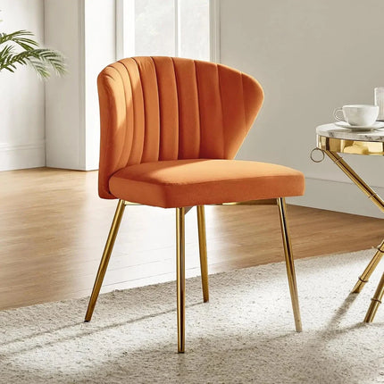 Soraya Modern Elegant Tufted Armless Accent Chair- Dining or Vanity Chair with Back Metal Legs - Uber Decor