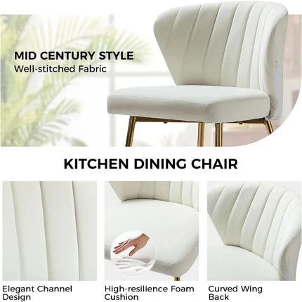 Soraya Modern Elegant Tufted Armless Accent Chair- Dining or Vanity Chair with Back Metal Legs - Uber Decor