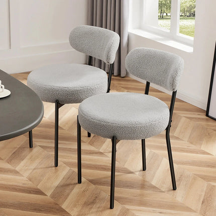 NUBOLO – Modern Plush Dining Chair Set with Curved Backrest & Metal Legs for Kitchen & Living Room Spaces - Uber Decor