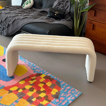 Nuvin Arc – Modern Nordic Bench with Sculptural Form | Minimalist Shoe Changing Stool for Entryways, Living Rooms, or Bedrooms - Uber Decor