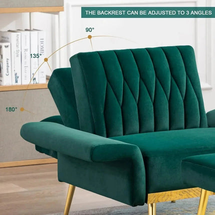 Selina- Modern Velvet Single Sofa Chair with Ottoman- Upholstered Tufted Lounge Accent Living Room Chair - Uber Decor