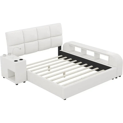 Slumber Edge Contemporary Curved Platform Bed with Storage – Modern Bedroom Essential - Uber Decor