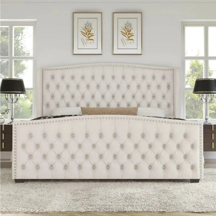 Serenabelle Wingback Bed – Heritage-Inspired Bedroom Classic - Uber Decor