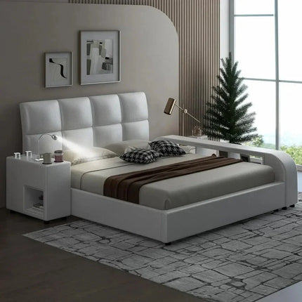 Slumber Edge Contemporary Curved Platform Bed with Storage – Modern Bedroom Essential - Uber Decor