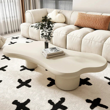 Kayla Wabi-Sabi Sculptural Japandi Coffee Table – Organic Mid-Century Solid Wood Center Table for Living Room & Sofa Area