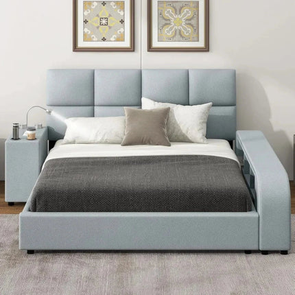 Slumber Edge Contemporary Curved Platform Bed with Storage – Modern Bedroom Essential - Uber Decor