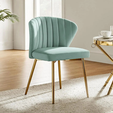 Soraya Modern Elegant Tufted Armless Accent Chair- Dining or Vanity Chair with Back Metal Legs - Uber Decor