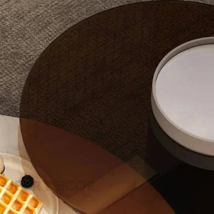 Tiber Oro Italian Luxury Round Coffee Table Tempered Glass Top High Gloss Finish Minimalist Centerpiece for Lounge and Living Suites