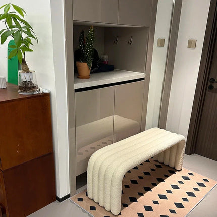 Nuvin Arc – Modern Nordic Bench with Sculptural Form | Minimalist Shoe Changing Stool for Entryways, Living Rooms, or Bedrooms - Uber Decor