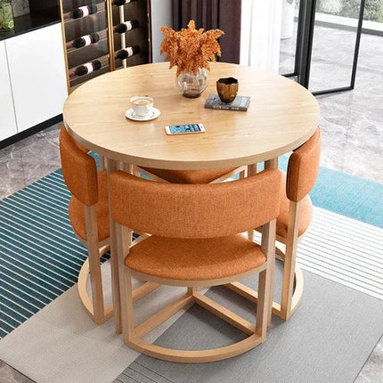 Nordica Compact Round Dining Set – Scandinavian Solid Wood with Custom Upholstery for Kitchen or Small Dining Room - Uber Decor