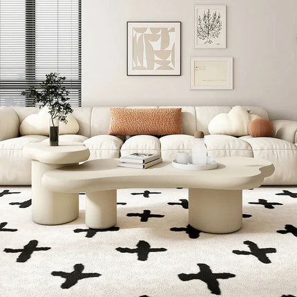 Kayla Wabi-Sabi Sculptural Japandi Coffee Table – Organic Mid-Century Solid Wood Center Table for Living Room & Sofa Area