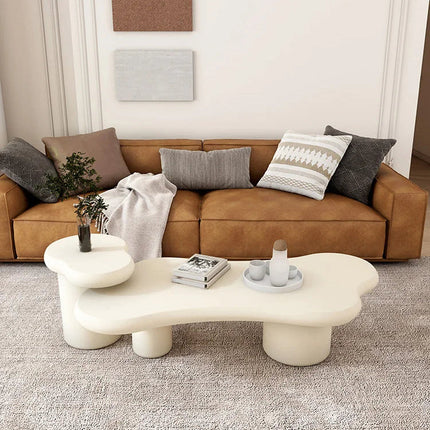 Kayla Wabi-Sabi Sculptural Japandi Coffee Table – Organic Mid-Century Solid Wood Center Table for Living Room & Sofa Area