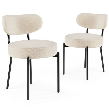 NUBOLO – Modern Plush Dining Chair Set with Curved Backrest & Metal Legs for Kitchen & Living Room Spaces - Uber Decor