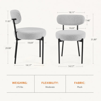 NUBOLO – Modern Plush Dining Chair Set with Curved Backrest & Metal Legs for Kitchen & Living Room Spaces - Uber Decor