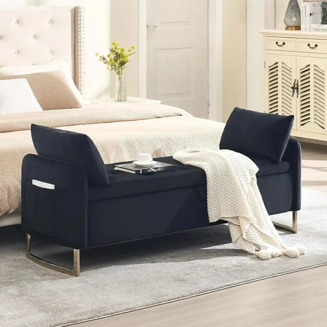 Norelle Contemporary Luxe Flip Top Storage Bench – Modern American-Inspired King Bed Companion for Bedroom & Lounge - Uber Decor