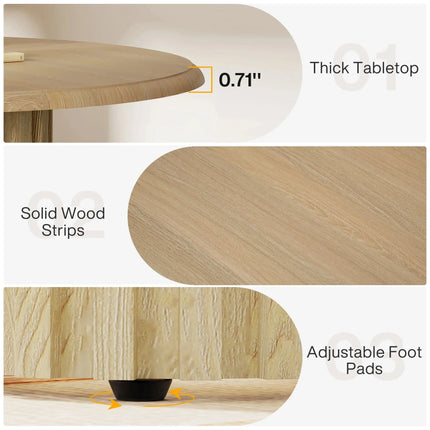 Bellewood French Round Dining Set – Custom Solid Wood with Upholstered Chairs, 4 Seater for Formal Dining Room - Uber Decor