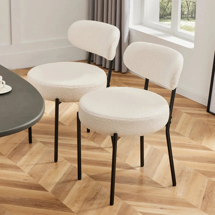 NUBOLO – Modern Plush Dining Chair Set with Curved Backrest & Metal Legs for Kitchen & Living Room Spaces - Uber Decor