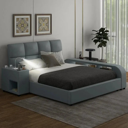 Slumber Edge Contemporary Curved Platform Bed with Storage – Modern Bedroom Essential - Uber Decor