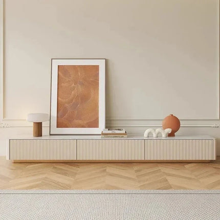 Nuvano Line – Luxury TV Cabinet, Modern Fluted Console, Minimalist Design, Low Base, Living Room Entertainment Unit - Uber Decor