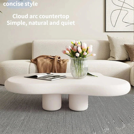 Tigris Blanc Cloud Coffee Table White Sculptural Top Irregular Organic Form Rounded Legs Minimalist Accent for Modern Living Rooms - Uber Decor