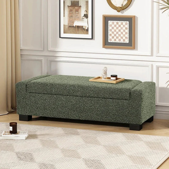 Marlow Rectangular Storage Bench with Hinged Lid for Modern Living Room & Bedroom Organizer for Seating, Footrest & Hidden Storage - Uber Decor