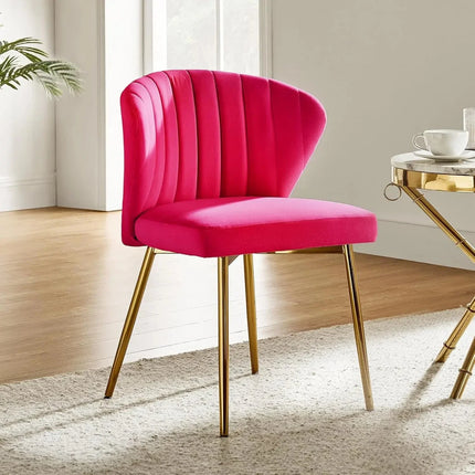 Soraya Modern Elegant Tufted Armless Accent Chair- Dining or Vanity Chair with Back Metal Legs - Uber Decor