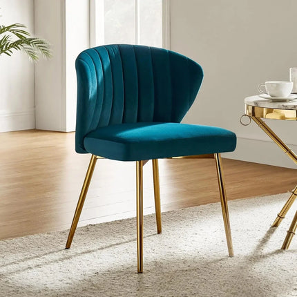 Soraya Modern Elegant Tufted Armless Accent Chair- Dining or Vanity Chair with Back Metal Legs - Uber Decor
