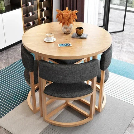 Nordica Compact Round Dining Set – Scandinavian Solid Wood with Custom Upholstery for Kitchen or Small Dining Room - Uber Decor