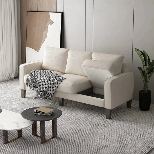 Vienna 75" Storage Sofa- Comfy Upholstered 3 Seater Sofa with Storage Space for Compact Small Space - Uber Decor