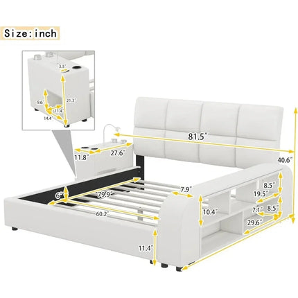 Slumber Edge Contemporary Curved Platform Bed with Storage – Modern Bedroom Essential - Uber Decor