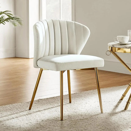 Soraya Modern Elegant Tufted Armless Accent Chair- Dining or Vanity Chair with Back Metal Legs - Uber Decor