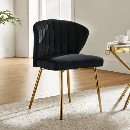 Soraya Modern Elegant Tufted Armless Accent Chair- Dining or Vanity Chair with Back Metal Legs - Uber Decor