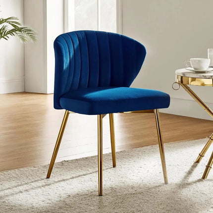 Soraya Modern Elegant Tufted Armless Accent Chair- Dining or Vanity Chair with Back Metal Legs - Uber Decor